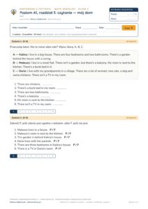 Kartkówka angielski klasa 4 A1 unit 3: czytanie: mój dom — B–E — okładka