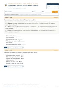 Kartkówka angielski klasa 4 A1 unit 5: czytanie: talenty — B–E — okładka