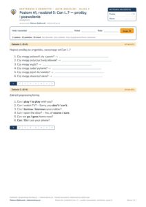 Angielski A1 unit 5: Can I…? — prośby i pozwolenie — kartkówka — okładka