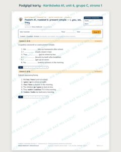Angielski A1 unit 6: present simple — I, you, we, they — kartkówka — podgląd karty, grupa C