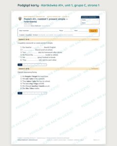 Angielski A1+ unit 1: present simple — twierdzenia — kartkówka — podgląd karty, grupa C