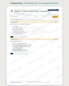 Angielski A1+ unit 1: present simple — przeczenia — kartkówka — podgląd karty, grupa B