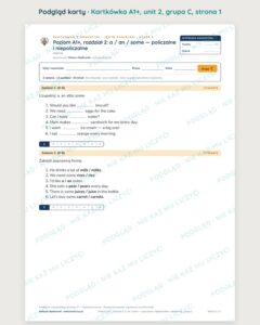 Angielski A1+ unit 2: a / an / some — kartkówka — podgląd karty, grupa C