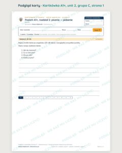 Kartkówka angielski klasa 5 A1+ unit 2: pisanie: jedzenie — B–E — podgląd karty, grupa C