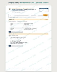Angielski A1+ unit 3: present continuous — kartkówka — podgląd karty, grupa B