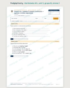 Kartkówka angielski klasa 5 A1+ unit 3: gramatyka 2 — B–E — podgląd karty, grupa B