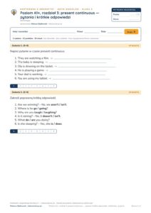 Kartkówka angielski klasa 5 A1+ unit 3: gramatyka 2 — B–E — okładka