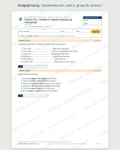 Angielski A1+ unit 4: stopień wyższy czy najwyższy? — kartkówka — podgląd karty, grupa B