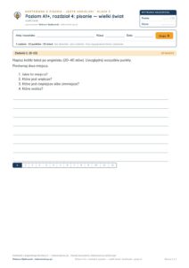 Kartkówka angielski klasa 5 A1+ unit 4: pisanie: wielki świat — B–E — okładka