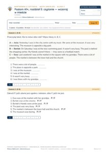 Angielski klasa 5 A1+ unit 5: czytanie: wczoraj w mieście — kartkówka — okładka