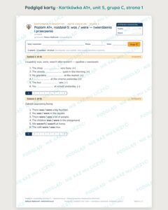 Angielski A1+ unit 5: was / were — kartkówka — podgląd karty, grupa C