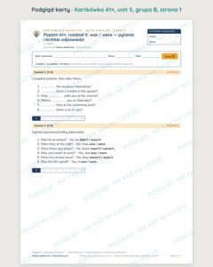 Kartkówka angielski klasa 5 A1+ unit 5: gramatyka 2 — B–E — podgląd karty, grupa B