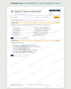 Angielski klasa 5 A1+ unit 5: gramatyka: przyimki miejsca — kartkówka — podgląd karty, grupa B