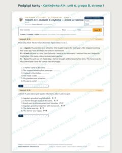 Angielski klasa 5 A1+ unit 6: czytanie: praca w rodzinie — kartkówka — podgląd karty, grupa B