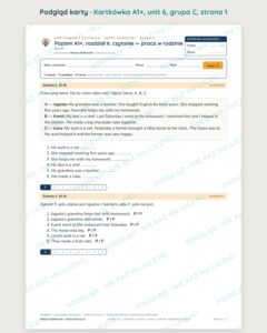 Angielski klasa 5 A1+ unit 6: czytanie: praca w rodzinie — kartkówka — podgląd karty, grupa C