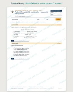 Angielski A1+ unit 6: past simple — kartkówka — podgląd karty, grupa C