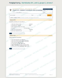 Angielski A1+ unit 6: określenia czasu przeszłego — kartkówka — podgląd karty, grupa C