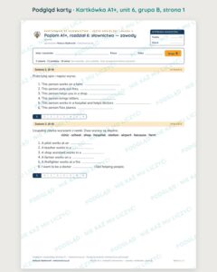 Kartkówka angielski klasa 5 A1+ unit 6: słownictwo: zawody — B–E — podgląd karty, grupa B
