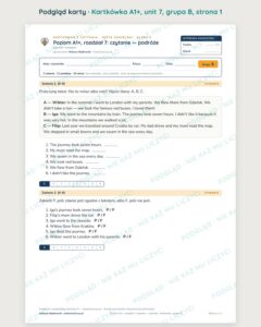Kartkówka angielski klasa 5 A1+ unit 7: czytanie: podróże — B–E — podgląd karty, grupa B
