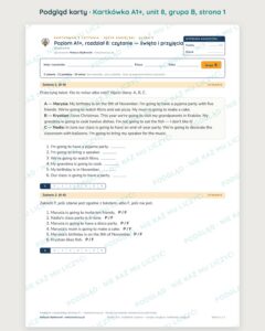 Angielski klasa 5 A1+ unit 8: czytanie: święta i przyjęcia — kartkówka — podgląd karty, grupa B