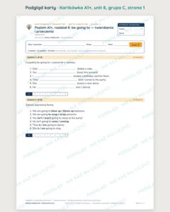 Angielski A1+ unit 8: be going to — kartkówka — podgląd karty, grupa C