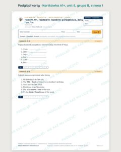 Kartkówka angielski klasa 5 A1+ unit 8: gramatyka — B–E — podgląd karty, grupa B