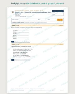 Kartkówka angielski klasa 5 A1+ unit 8: gramatyka — B–E — podgląd karty, grupa C