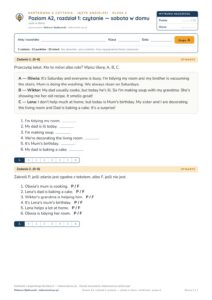 Kartkówka angielski klasa 6 A2 unit 1: czytanie: sobota w domu — B–E — okładka