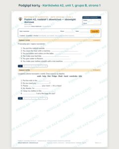 Angielski klasa 6 A2 unit 1: słownictwo: obowiązki domowe — kartkówka — podgląd karty, grupa B