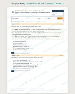 Kartkówka angielski klasa 6 A2 unit 2: czytanie: gdzie kupujemy — B–E — podgląd karty, grupa C