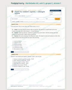 Angielski klasa 6 A2 unit 3: czytanie: wakacyjne historie — kartkówka — podgląd karty, grupa C