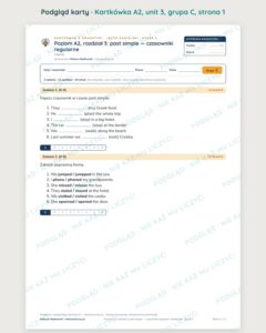 Angielski A2 unit 3: past simple — czasowniki regularne — kartkówka — podgląd karty, grupa C