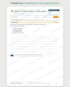 Kartkówka angielski klasa 6 A2 unit 3: pisanie: e-mail z wakacji — B–E — podgląd karty, grupa B