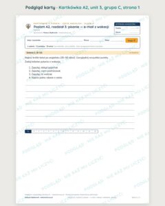 Kartkówka angielski klasa 6 A2 unit 3: pisanie: e-mail z wakacji — B–E — podgląd karty, grupa C