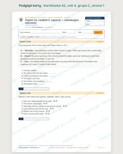 Kartkówka angielski A2 unit 4: czytanie: zaskakujące zdarzenia — B–E — podgląd karty, grupa C