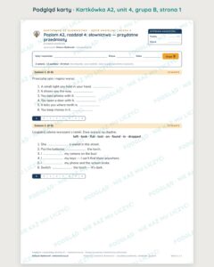Kartkówka angielski A2 unit 4: słownictwo: przydatne przedmioty — B–E — podgląd karty, grupa B