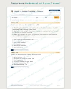 Kartkówka angielski klasa 6 A2 unit 5: czytanie: u lekarza — B–E — podgląd karty, grupa C