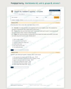 Kartkówka angielski klasa 6 A2 unit 6: czytanie: w kuchni — B–E — podgląd karty, grupa B