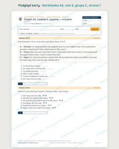 Kartkówka angielski klasa 6 A2 unit 6: czytanie: w kuchni — B–E — podgląd karty, grupa C