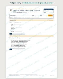 Angielski A2 unit 6: ever / never i III forma — kartkówka — podgląd karty, grupa C