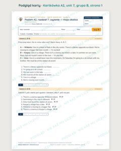 Kartkówka angielski klasa 6 A2 unit 7: czytanie: moja okolica — B–E — podgląd karty, grupa B