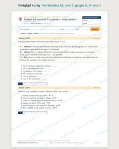 Kartkówka angielski klasa 6 A2 unit 7: czytanie: moja okolica — B–E — podgląd karty, grupa C
