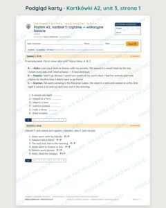 Kartkówki z angielskiego klasa 6, poziom A2 — 54 kartkówki A–E — podgląd karty 1