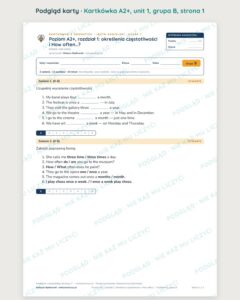 Kartkówka angielski klasa 7 A2+ unit 1: gramatyka — B–E — podgląd karty, grupa B