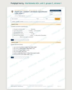Kartkówka angielski klasa 7 A2+ unit 1: gramatyka — B–E — podgląd karty, grupa C