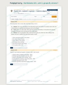 Angielski klasa 7 A2+ unit 2: czytanie: rodzinne zdjęcie — kartkówka — podgląd karty, grupa B