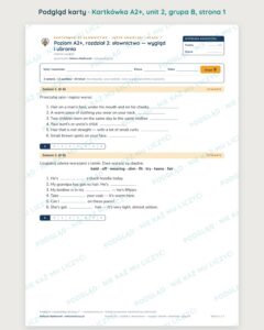 Angielski klasa 7 A2+ unit 2: słownictwo: wygląd i ubrania — kartkówka — podgląd karty, grupa B