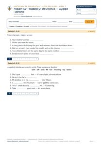 Angielski klasa 7 A2+ unit 2: słownictwo: wygląd i ubrania — kartkówka — okładka