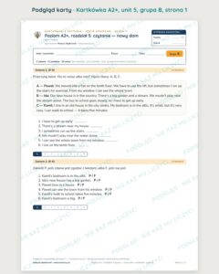 Kartkówka angielski klasa 7 A2+ unit 5: czytanie: nowy dom — B–E — podgląd karty, grupa B