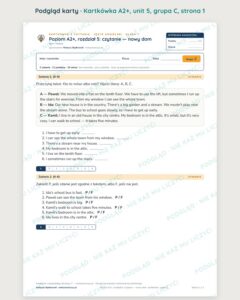 Kartkówka angielski klasa 7 A2+ unit 5: czytanie: nowy dom — B–E — podgląd karty, grupa C
